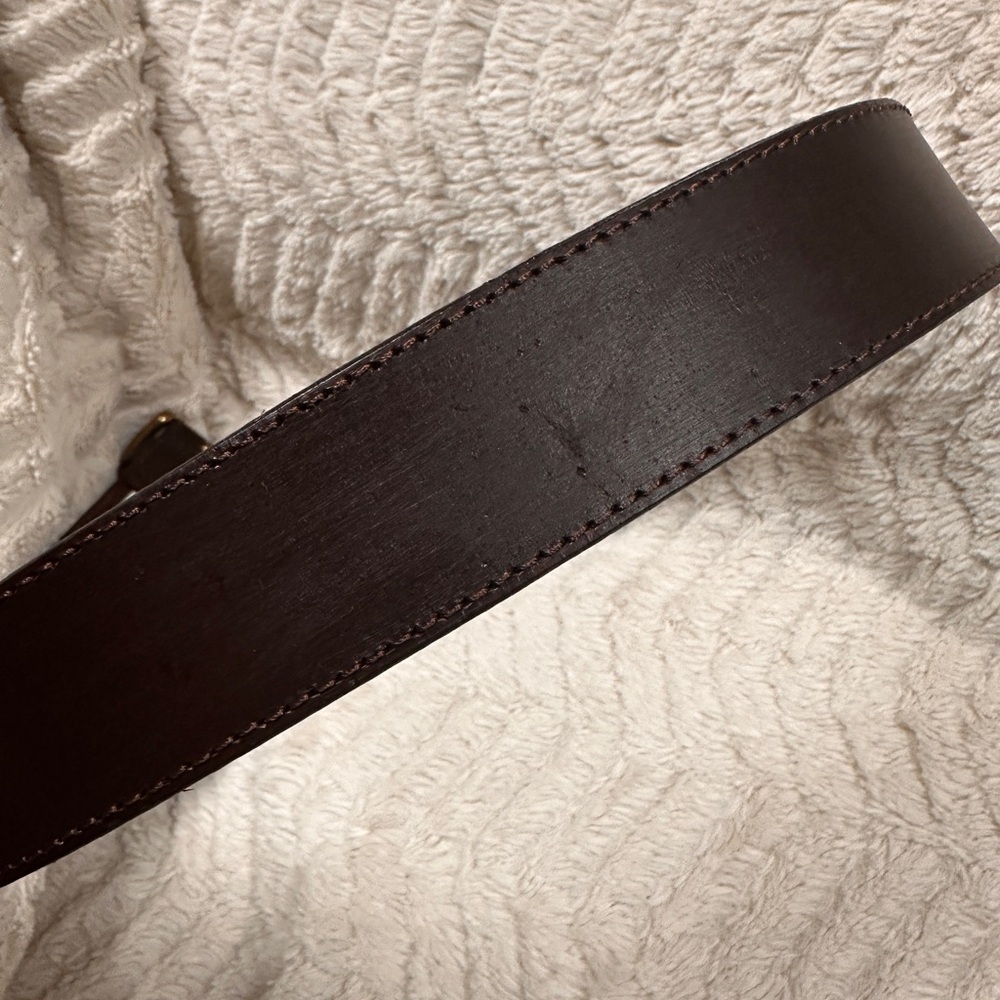Eddie Bauer Mens Brown Genuine Leather Brass Buckle Belt Size M - Picture 8 of 8